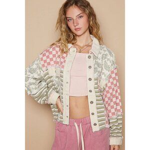 NEW! POL Stripe, Checkered, Paisley Patterned Casual Jacket Size Medium